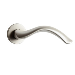 Modern silver door handle isolated on white background