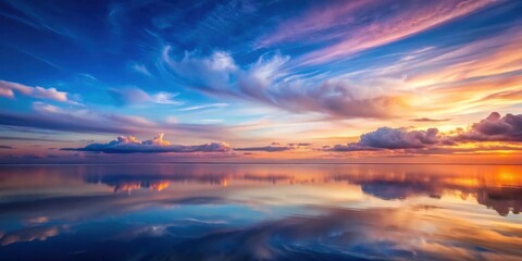 Fototapeta premium Serene Sunset Reflection on Calm Water with Vibrant Sky