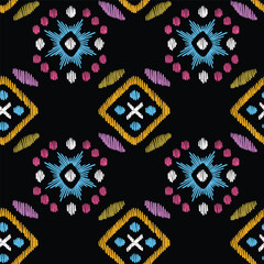 Seamless geometrical vector pattern, satin stitch embroidery