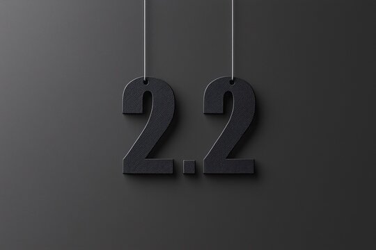 Elegant Black 2 2 Hanging Numbers Minimalist Design Dark Background