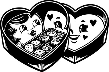 Vector Line Art: Valentine's Sweetheart Survival Box