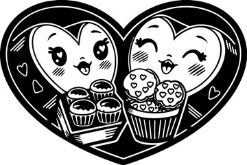 Vector Line Art: Valentine's Sweetheart Survival Box