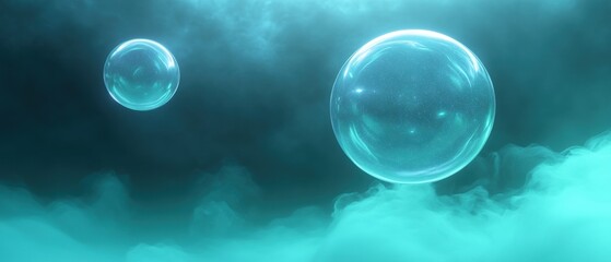 Two bubbles floating in the sky, one of which is larger than the other