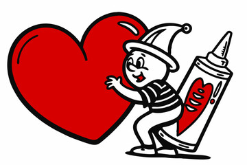 Vector Line Art: Valentine Heartfelt Hiccup in White