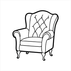 Elegant Armchair Icon Illustration on White Background