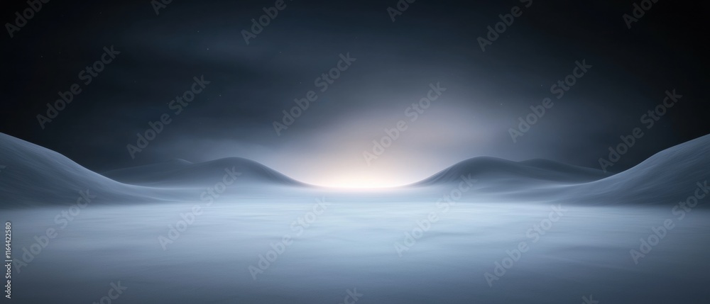 Wall mural a desolate landscape with a large, empty field and a mountain in the background