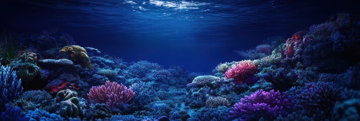 Obraz premium Vibrant Underwater Coral Reef Ecosystem Displaying Diverse Marine Life