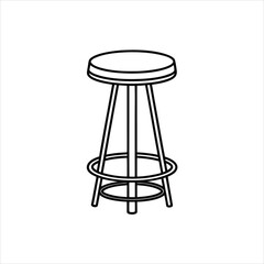 Modern Bar Stool Vector Art on White Background