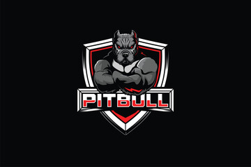 Animal Character Pitbull with a masculine body logo template