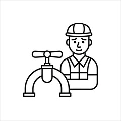Plumbing Service Icon for Water Faucet Leakage Vector Art