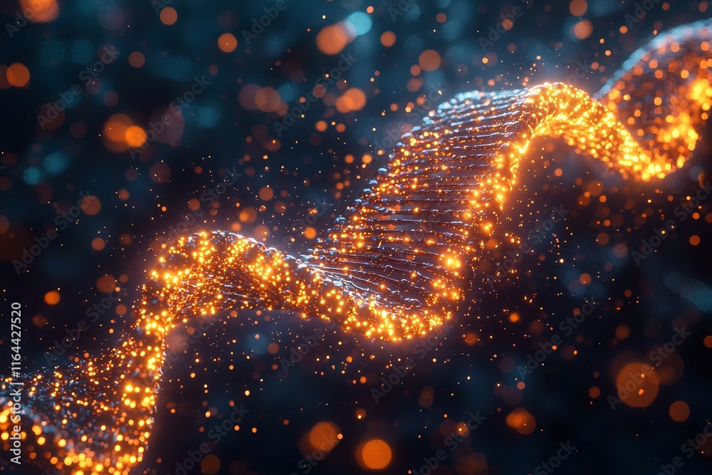 Poster futuristic 3d dna data storage concept with floating binary particles
