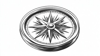 Discover directions with a detailed compass design illustrating navigation and exploration in a minimalist style