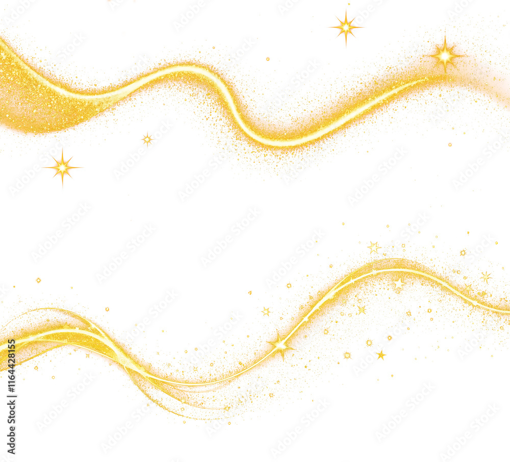 Wall mural golden glitter curve shiny sparkling dynamic path of sparkling light