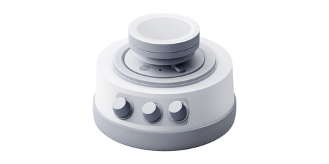 Gray and white rotating knob control device isolated on transparent background