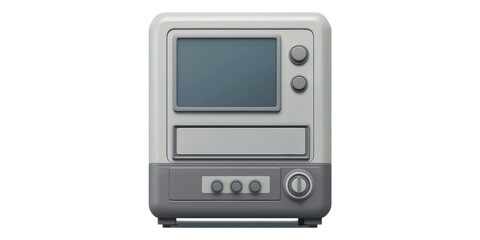 Fototapeta premium Retro computer monitor with control panel isolated on transparent background