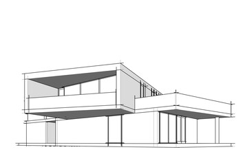 House building sketch architectural 3d rendering