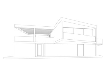 House building sketch architectural 3d rendering