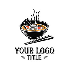 Hand drawn ramen noodle logo, vector illustration, vintage ramen logo