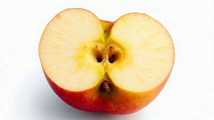 Close-up of a Perfectly Halved Red Apple, Revealing its Juicy, Yellow Interior and Core. Vibrant Fruit Photography for Health, Food, and Nutrition Concepts.