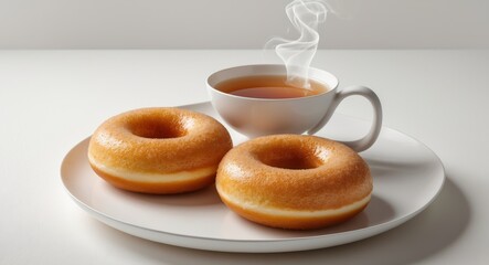 Honey Glazed Donuts with Tea - A Sweet Treat.