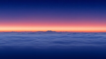 Serene Sunset Above a Sea Of Clouds And Distant Mountains
