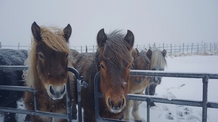 cute, little horses with shaggy hair