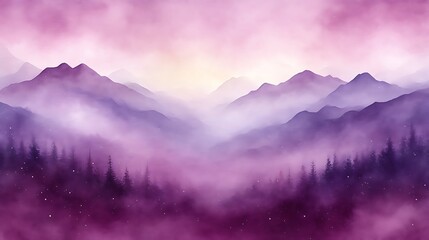Fototapeta premium Purple Mountains Enveloped In Misty Dawn