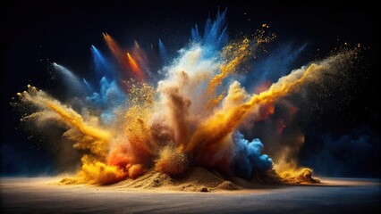 Vibrant powder explosion, a dramatic display of color and movement, capturing dynamic energy and artistic flair
