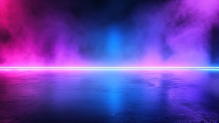 Fototapeta premium Neon Lights Reflecting on a Wet Surface, Futuristic Cyberpunk Vibe