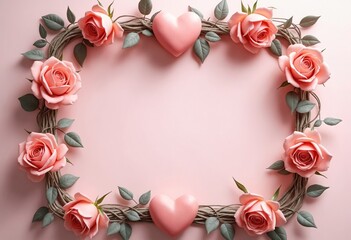 Romantic Rose and Heart Picture Frame A Delicate, Whimsical Design
