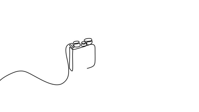 One line camera animation design. DSLR mirror less camera digital with single continuous line drawing minimalism continuous line art style. Photography equipment concept.