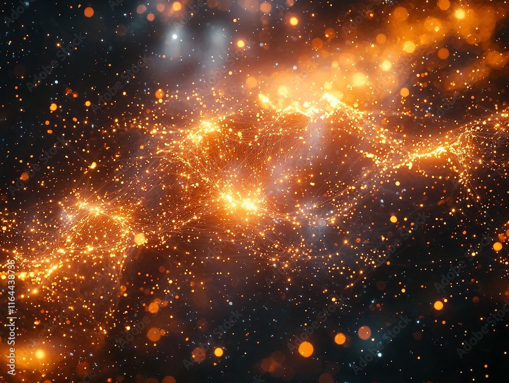 Poster quantum nodes floating in abstract space linked by bright lines creating a secure communication netw
