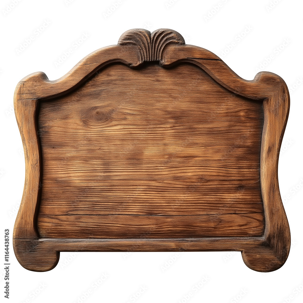 Poster Wooden sign showing rustic empty frame with ornate carving