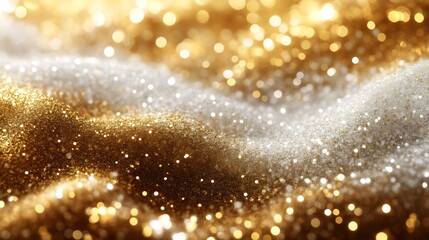Obraz premium Golden and Silver Glitter Background with Sparkling Lights
