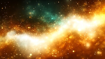 Obraz premium Abstract Golden and Teal Cosmic Nebula Dust