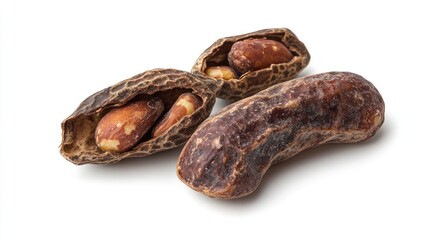 Obraz premium Boiled peanuts in shells isolated on a pure white background showcasing a traditional southern snack delicacy