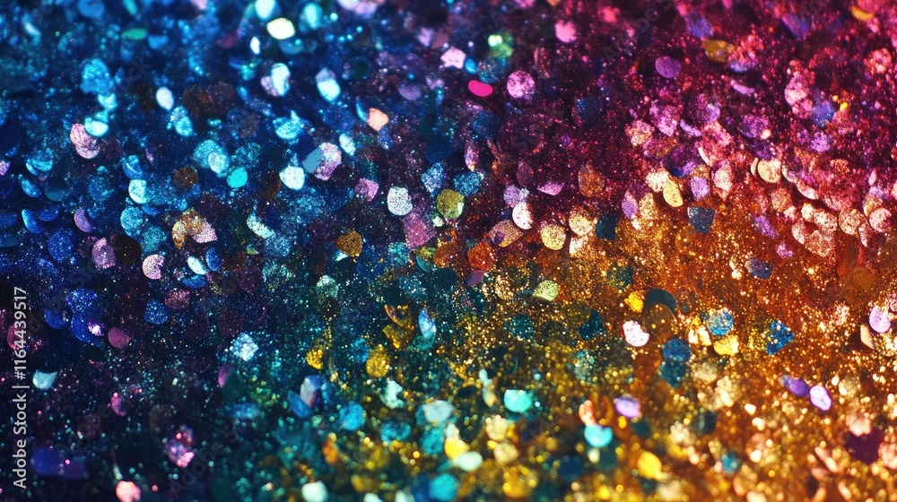 Sticker vibrant glitter bokeh background with multicolored shimmering lights for festive and creative projec
