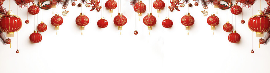 elegant background for chinese new year with ornament culture chinese, lantern. banner copy space background.