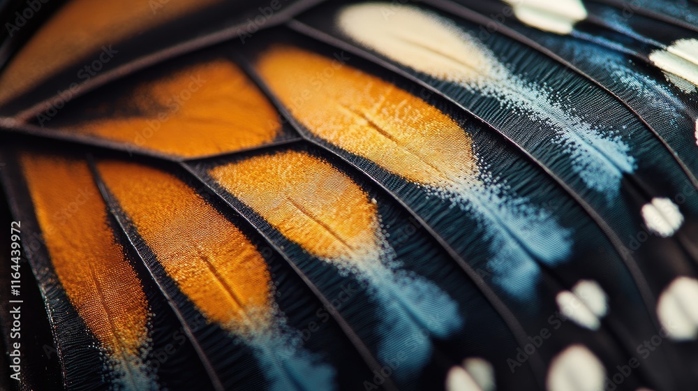 Wall mural elegant macro shot showcasing intricate wing patterns and vibrant colors of a butterfly's delicate w
