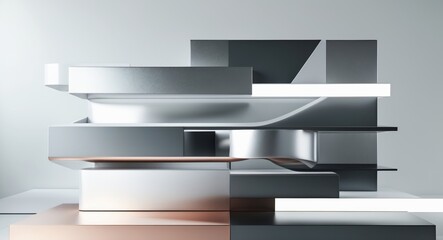 Futuristic Metallic Palette Art Piece Displayed