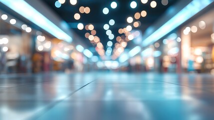 Bokeh effect creating an abstract light background in a modern retail store interior setting