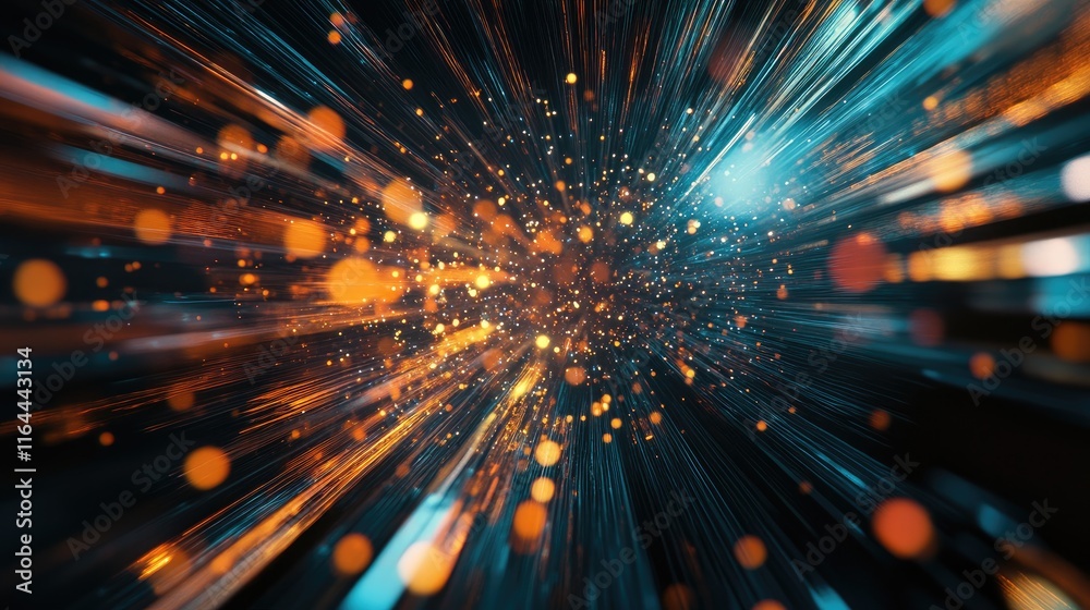 Poster dynamic abstract bokeh light effect with vibrant colors creating a sense of movement and depth suita
