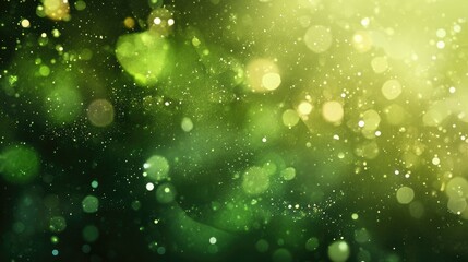 Green bokeh background with soft glittering lights and a dreamy blur effect perfect for abstract and nature themed designs