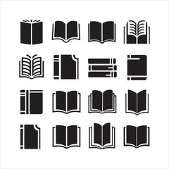 Book icons set, logo isolated on white background, vector illustration. Book icons stack of books line art vector illustration
