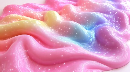 Fototapeta premium Glittery Rainbow Slime Swirls Abstract Art