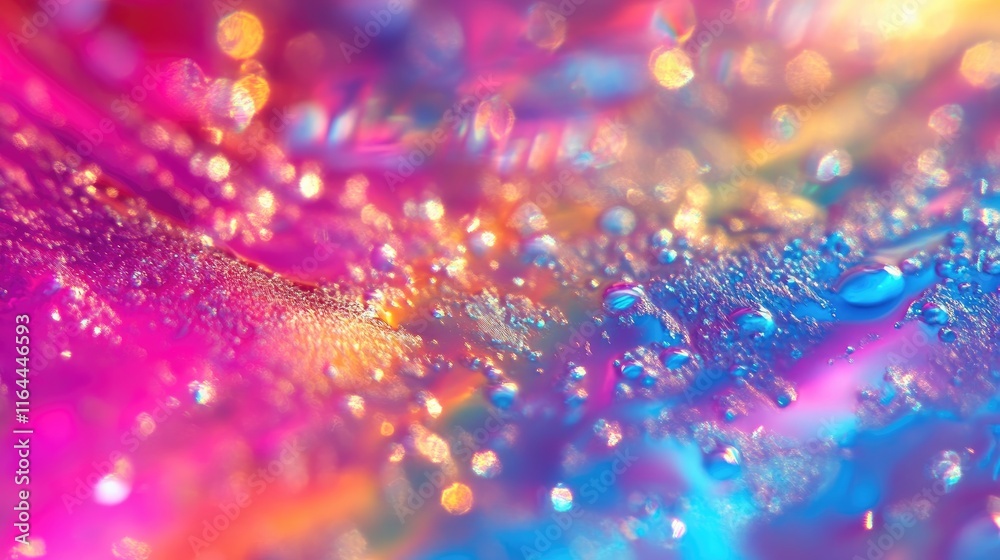 Canvas Prints colorful bokeh background with vibrant light reflections and water droplets creating a dreamy, abstr