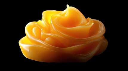 Elegant yellow candle shaped like a rose with a smooth texture and vibrant color isolated on a dark background for creative decor themes
