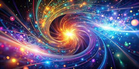 Obraz premium Abstract swirling cosmic energy with vibrant colors and glittering particles