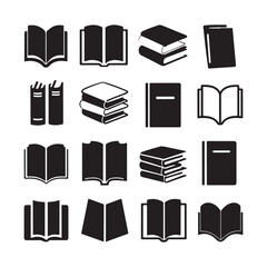 Book icons set, logo isolated on white background, vector illustration. Book icons stack of books line art vector illustration
