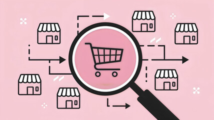  Consumer Market Analysis.
Magnifying glass analyzing consumer behavior and market trends in the retail sector.